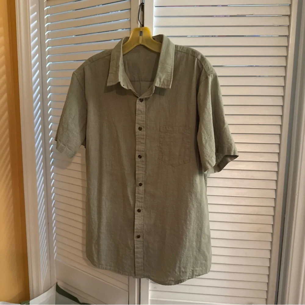 Men's Casual Button Down Shirt - Olive - Picture 6 of 12